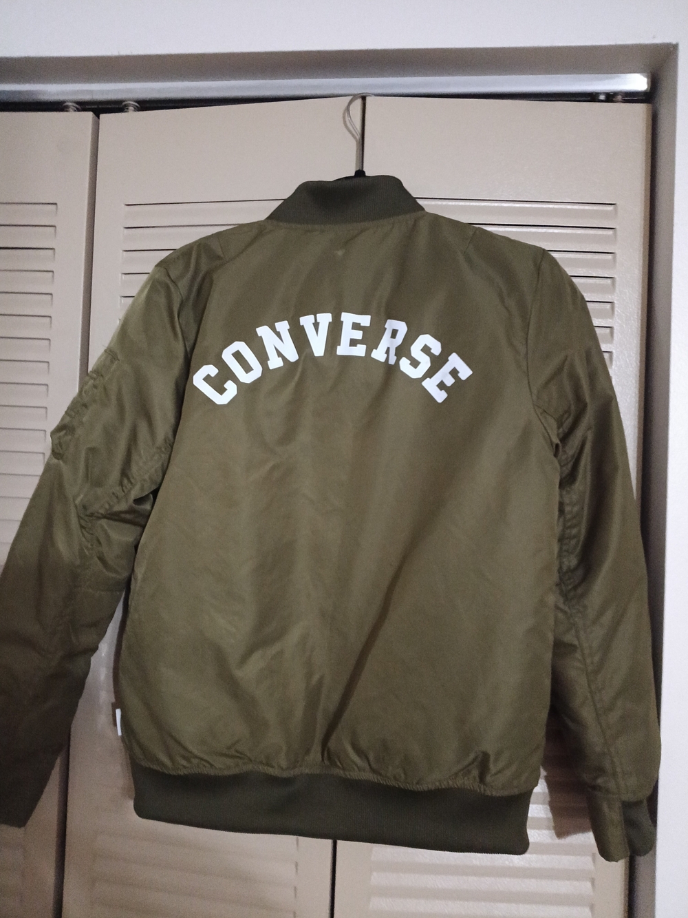 Converse Olive Green Kids Bomber Jacket with White Logo